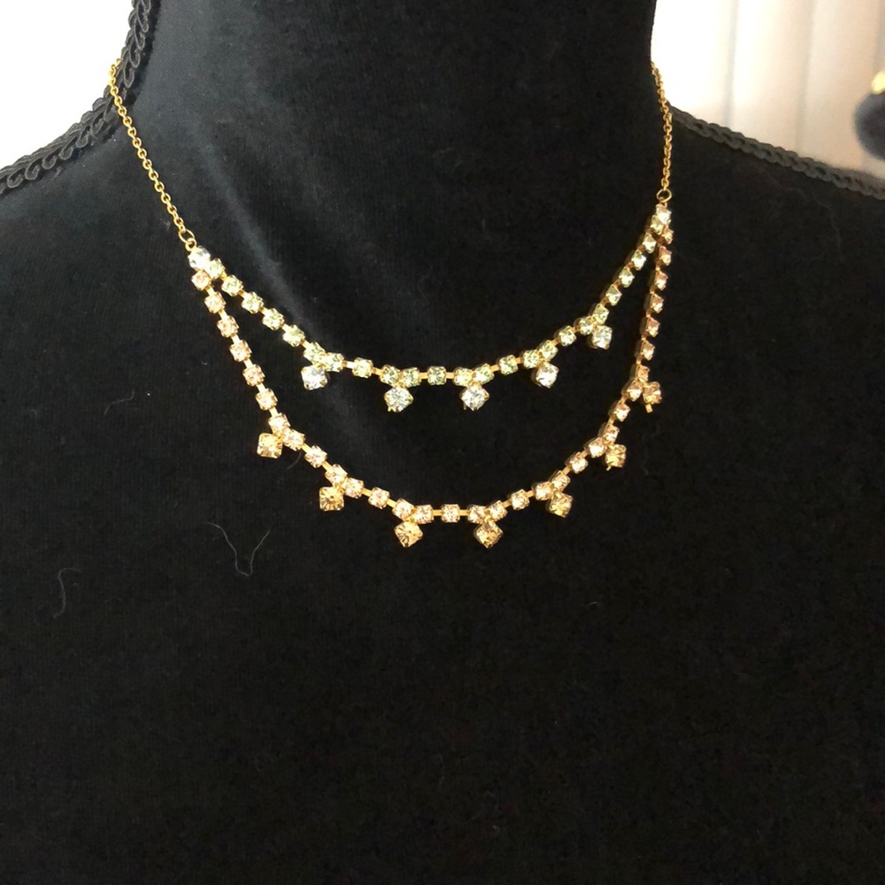 Two tier light green and peach necklace